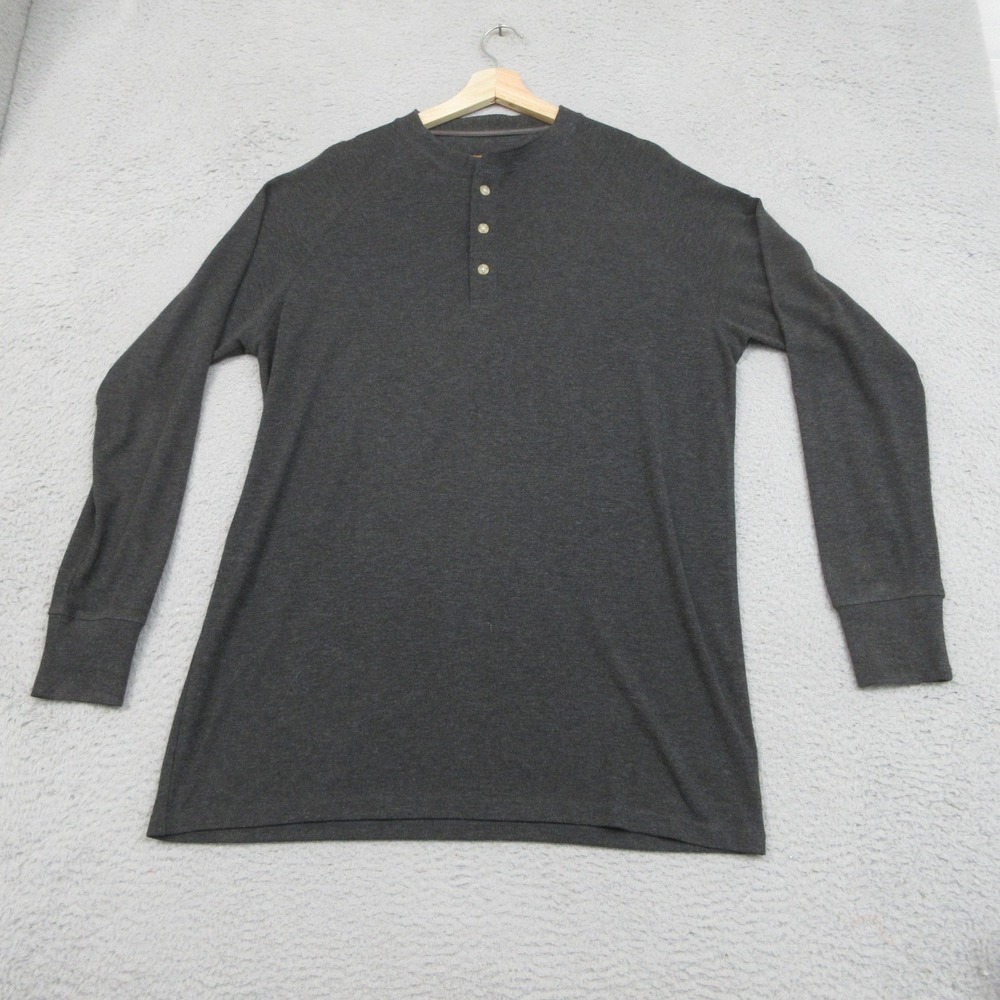 Venado Henley  Shirt Mens Large Gray Long Sleeve Stretch Casual Comfort Layering